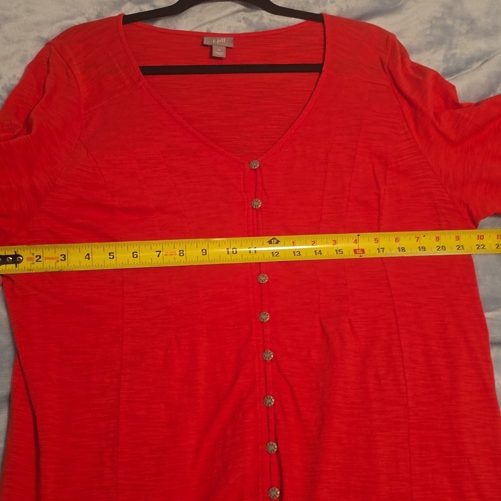J Jill Women's Coral Button-Up Tunic, Lightweight Cotton, Size XL (0913) - Picture 5 of 8